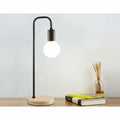 Modern Svart Bordslampa med Träbas för Skrivbord och Sovrum