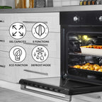 Baridi Kitchen Appliance Bundle – 60cm Oven, Black Glass Hob, Angled Chimney Hood & Splashback - DH391