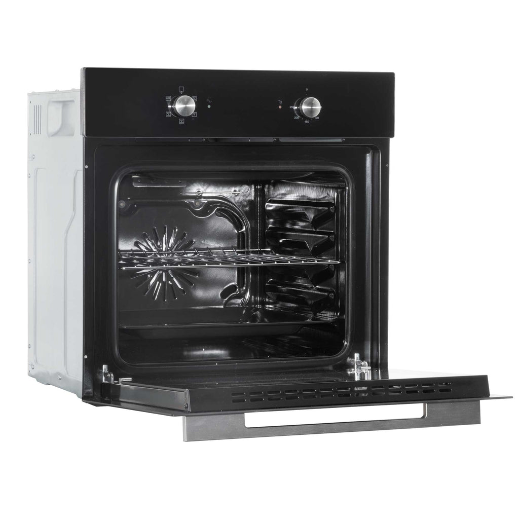 Baridi Kitchen Appliance Bundle – 60cm Oven, Black Glass Hob, Angled Chimney Hood & Splashback - DH391