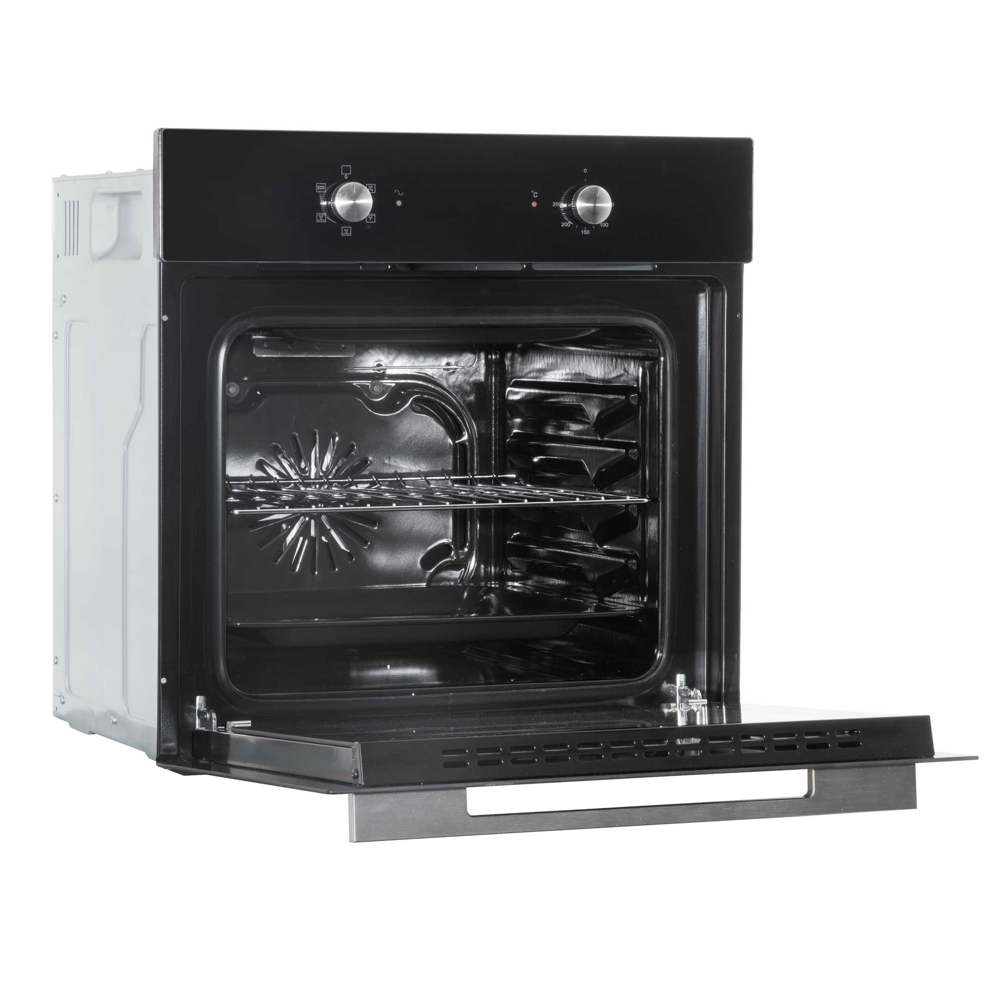 Baridi Kitchen Appliance Bundle – 60cm Oven, Black Glass Hob, Angled Chimney Hood & Splashback - DH391