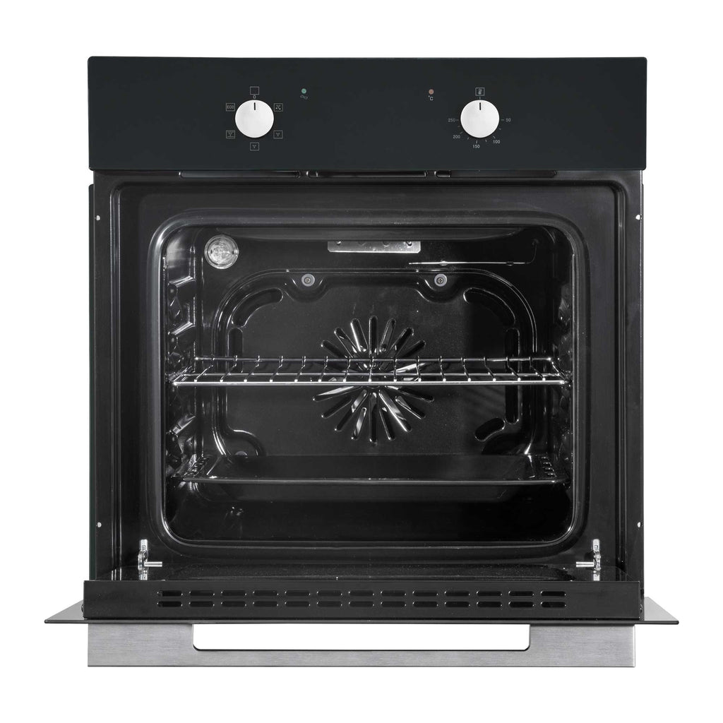 Baridi Kitchen Appliance Bundle – 60cm Oven, Black Glass Hob, Angled Chimney Hood & Splashback - DH391