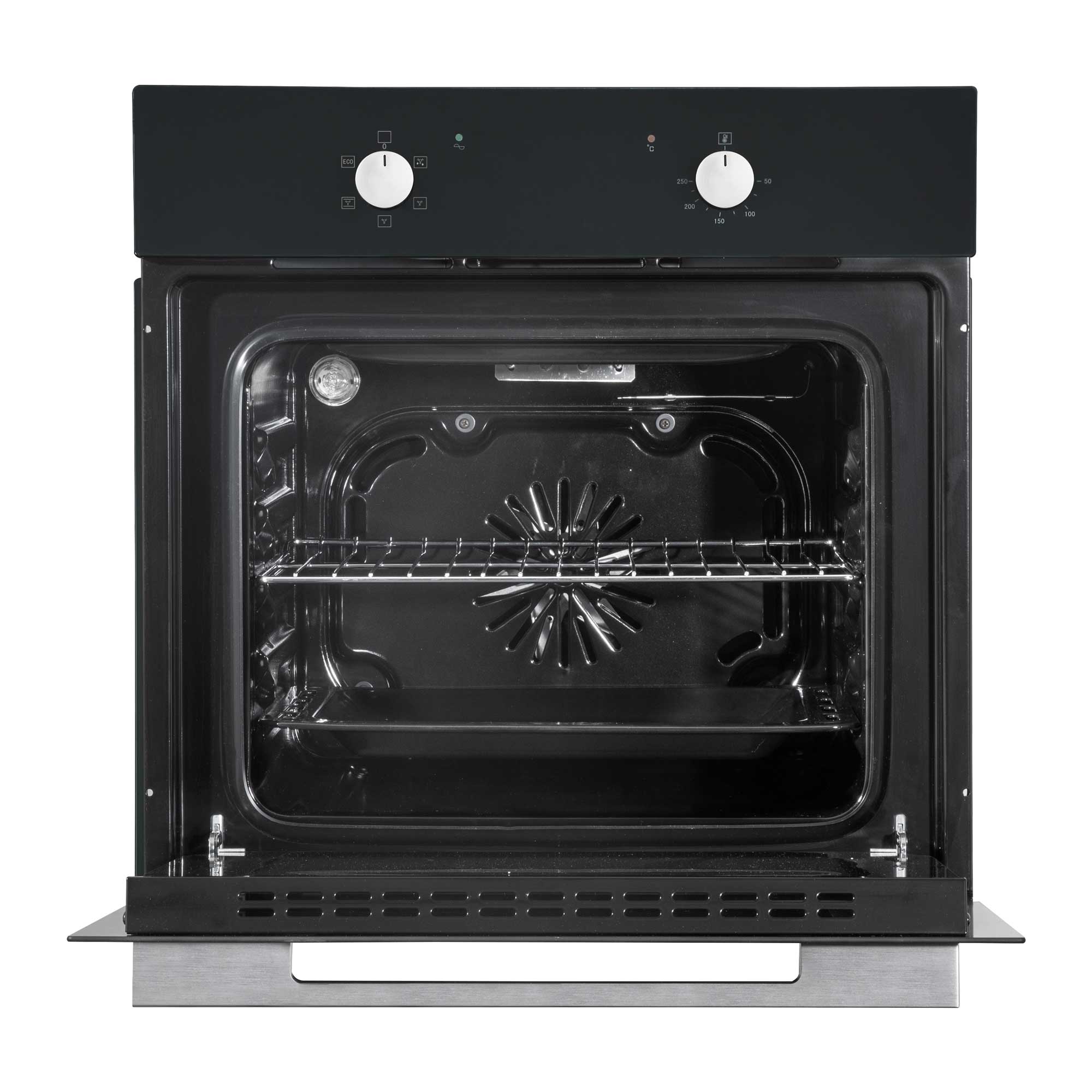 Baridi Kitchen Appliance Bundle – 60cm Oven, Black Glass Hob, Angled Chimney Hood & Splashback - DH391