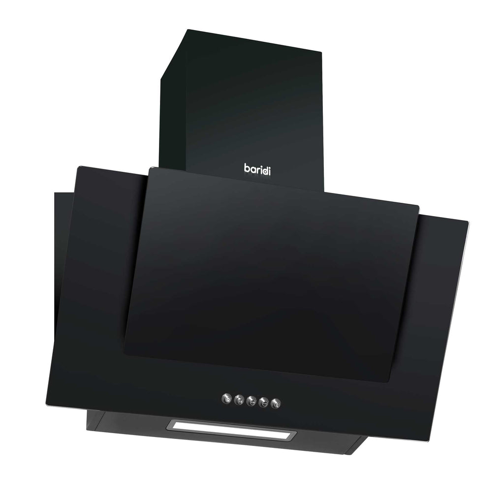 Baridi Kitchen Appliance Bundle – 60cm Oven, Black Glass Hob, Angled Chimney Hood & Splashback - DH391