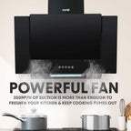 Baridi Kitchen Appliance Bundle – 60cm Oven, Black Glass Hob, Angled Chimney Hood & Splashback - DH391