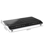 Baridi Portable Induction Hob: Two Zone, 2800W, 10 Power Settings, Timer Function, Black - DH146