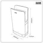 Baridi Hand Dryer with HEPA Filter & Auto-Sensor 1750W/230V, Silver - DH150