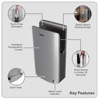 Baridi Hand Dryer with HEPA Filter & Auto-Sensor 1750W/230V, Silver - DH150