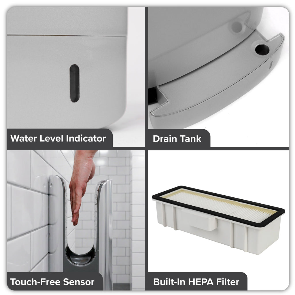 Baridi Hand Dryer with HEPA Filter & Auto-Sensor 1750W/230V, Silver - DH150