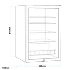 Baridi Undercounter Drinks, Beer & Wine Fridge with LED Light 115L, Black - DH223