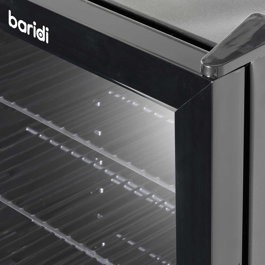 Baridi Undercounter Drinks, Beer & Wine Fridge with LED Light 115L, Black - DH223