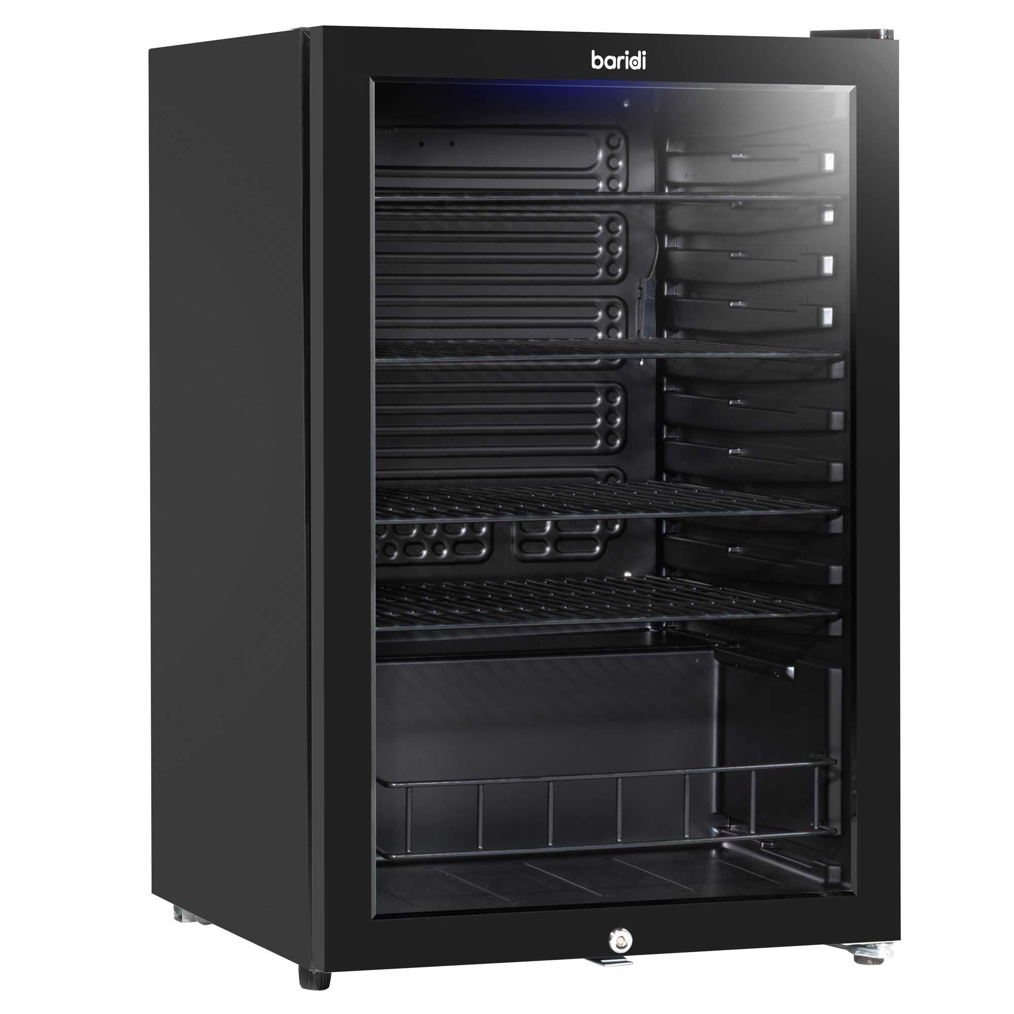 Baridi Undercounter Drinks, Beer & Wine Fridge with LED Light 115L, Black - DH223
