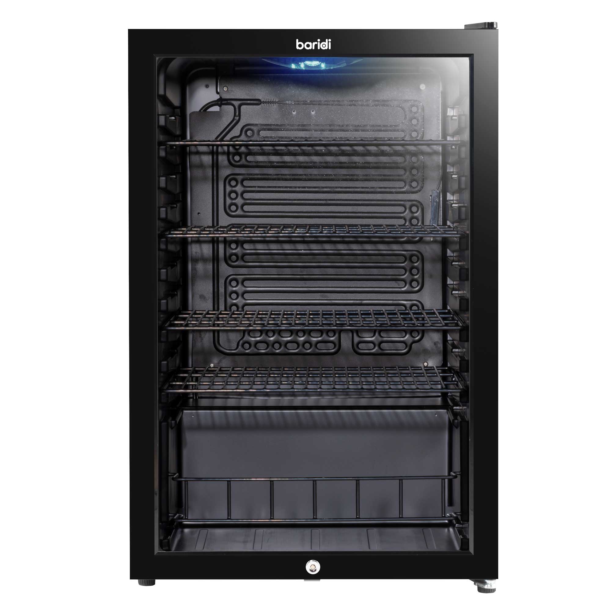 Baridi Undercounter Drinks, Beer & Wine Fridge with LED Light 115L, Black - DH223
