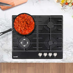 Baridi Kitchen Appliance Bundle – 60cm Oven, Black Glass Hob, Angled Chimney Hood & Splashback - DH391