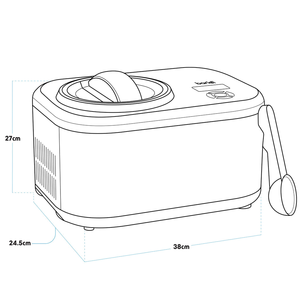 Baridi 1.5L Ice Cream Machine with Fast Freeze Compressor Cooling - DH240