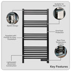 Baridi Electric Heated Towel Rail with LED Display, Black - DH371