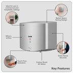 Baridi High Speed Hand Dryer with Auto-Sensor 1400-1650W, Silver - DH379