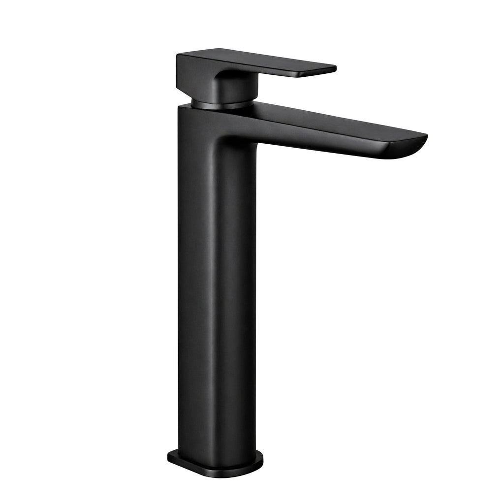 Baridi High Basin Mixer Tap with Clicker Waste, Matt Black - DH395