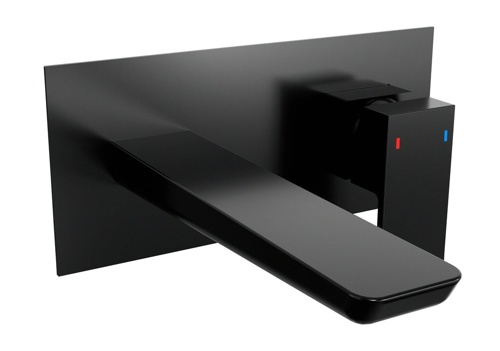 Baridi Wall Mounting Basin Mixer Tap, Square, Matt Black - DH397